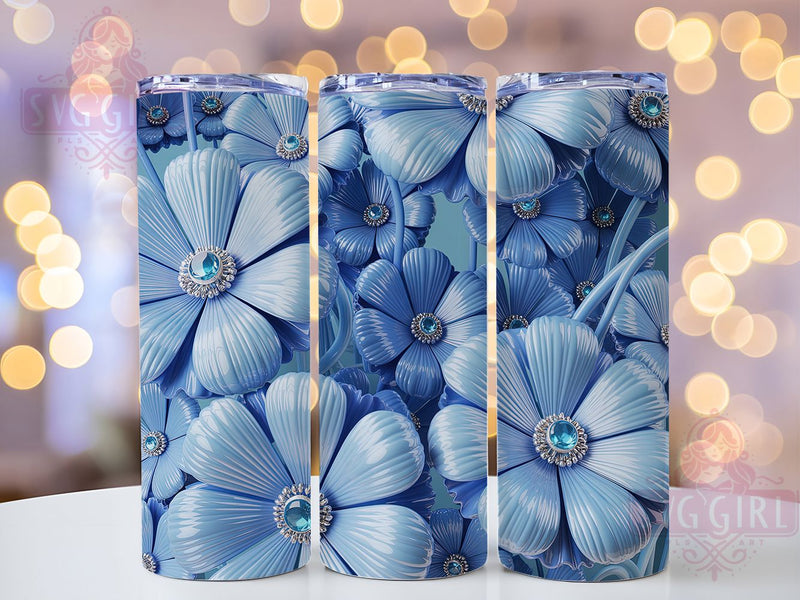 3D Silver Disco Daisy Tumbler, 3D Floral Tumbler, Disco Ball Wrap, Sparkling Flower Wrap, Glam Daisy Wrap, Sublimation Design, Trendy Gift Idea Sublimation SvggirlplusArt 