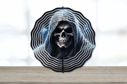 3D Skull Reaper in Space Wind Spinner Sublimation Regulrcrative 