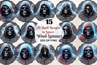 3D Skull Reaper in Space Wind Spinner Sublimation Regulrcrative 