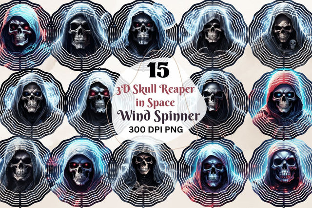 3D Skull Reaper in Space Wind Spinner Sublimation Regulrcrative 