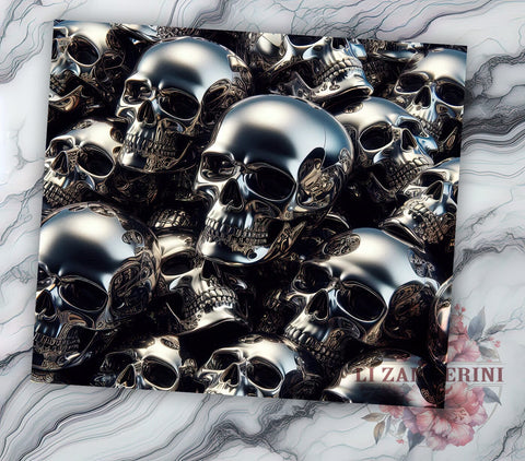 3D Skull Tumbler Wrap, Metallic Skull Design, 20oz Sublimation Wrap, Gothic Tumbler Art, Digital Download Tumbler, Unique Skull Gift, Halloween Tumbler Design, Skull Pattern Sublimation Li Zamperini 