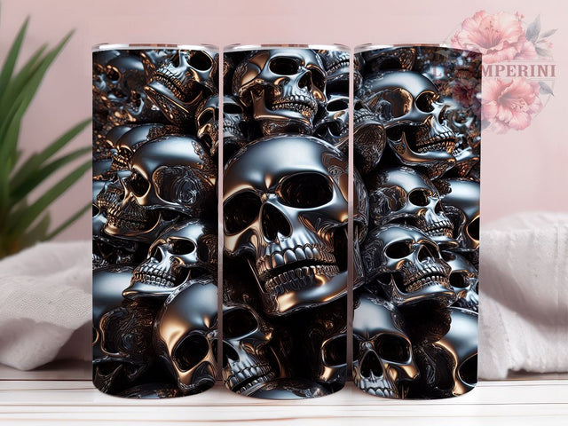 3D Skull Tumbler Wrap, Metallic Skull Design, 20oz Sublimation Wrap, Gothic Tumbler Art, Digital Download Tumbler, Unique Skull Gift, Halloween Tumbler Design, Skull Pattern Sublimation Li Zamperini 