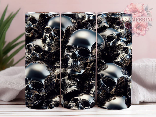 3D Skull Tumbler Wrap, Metallic Skull Design, 20oz Sublimation Wrap, Gothic Tumbler Art, Digital Download Tumbler, Unique Skull Gift, Halloween Tumbler Design, Skull Pattern Sublimation Li Zamperini 