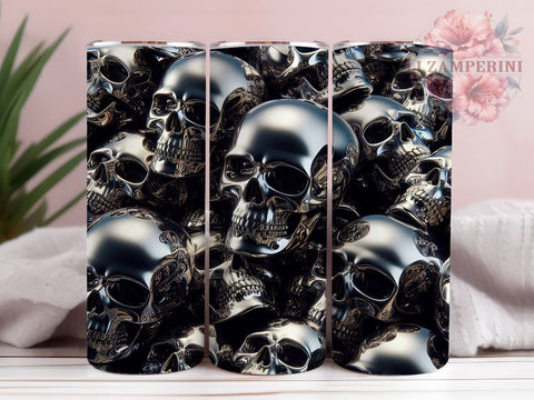 3D Skull Tumbler Wrap, Metallic Skull Design, 20oz Sublimation Wrap, Gothic Tumbler Art, Digital Download Tumbler, Unique Skull Gift, Halloween Tumbler Design, Skull Pattern Sublimation Li Zamperini 