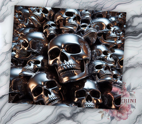 3D Skull Tumbler Wrap, Metallic Skull Design, 20oz Sublimation Wrap, Gothic Tumbler Art, Digital Download Tumbler, Unique Skull Gift, Halloween Tumbler Design, Skull Pattern Sublimation Li Zamperini 