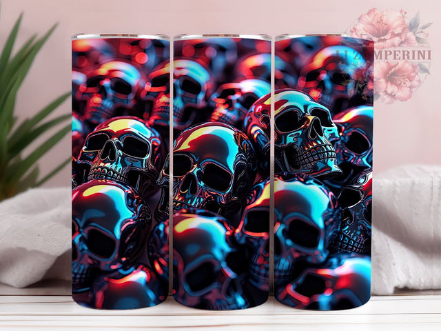 3D Skull Tumbler Wrap, Metallic Skull Design, 20oz Sublimation Wrap, Gothic Tumbler Art, Digital Download Tumbler, Unique Skull Gift, Halloween Tumbler Design, Skull Pattern Sublimation Li Zamperini 