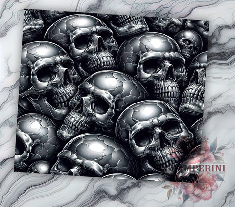 3D Skull Tumbler Wrap, Metallic Skull Design, 20oz Sublimation Wrap, Gothic Tumbler Art, Digital Download Tumbler, Unique Skull Gift, Halloween Tumbler Design, Skull Pattern Sublimation Li Zamperini 