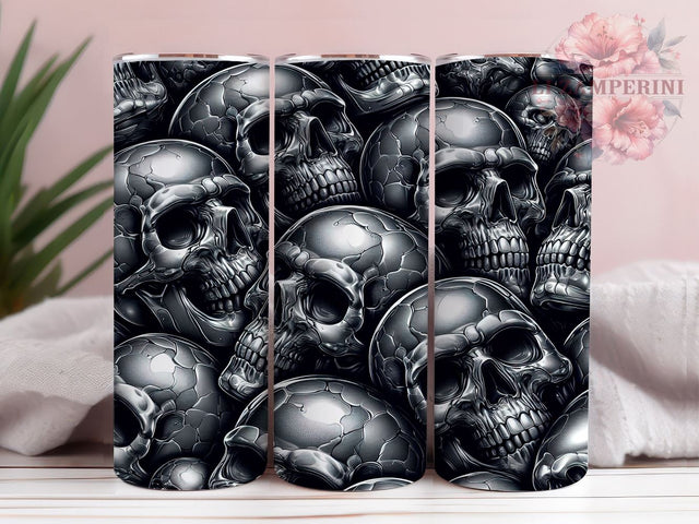 3D Skull Tumbler Wrap, Metallic Skull Design, 20oz Sublimation Wrap, Gothic Tumbler Art, Digital Download Tumbler, Unique Skull Gift, Halloween Tumbler Design, Skull Pattern Sublimation Li Zamperini 