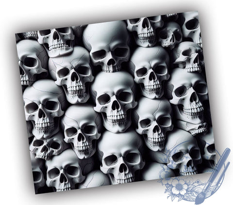 3D Skulls 20oz Skinny Tumbler, Halloween Tumbler Png, Straight & Tapered Tumbler Wrap, Instant Digital Download Sublimation ToriDesigns 