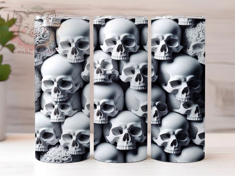 3D Skulls 20oz Tumbler Png, Straight & Tapered Tumbler Png, Gothic Halloween Tumbler Png, Digital Download PNG Sublimation Lara' s Designs 