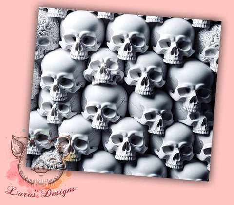 3D Skulls 20oz Tumbler Png, Straight & Tapered Tumbler Png, Gothic Halloween Tumbler Png, Digital Download PNG Sublimation Lara' s Designs 