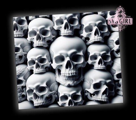 3D Skulls Seamless 20oz Tumbler Wrap Sublimation Design, Straight Tapered Tumbler Wrap, Gothic Halloween Tumbler Png, Instant Digital Download Sublimation SvggirlplusArt 