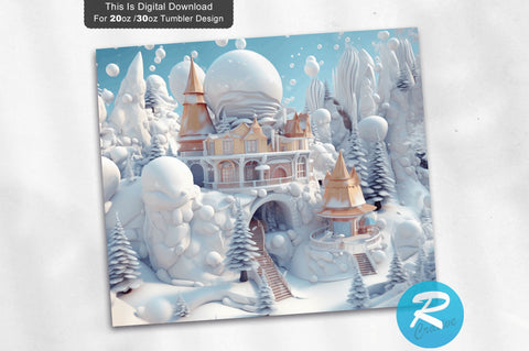 3D Snow Wonderland 20 Oz Tumbler Sublimation Regulrcrative 