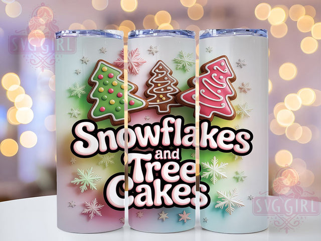 3D Snowflake Christmas Cake Tumbler, Snowflake Holiday Wrap, Tree Cake Mug Design, Sublimation Wrap, Festive Drinkware, Sweet Winter Gift, Sparkly Christmas Cup Sublimation SvggirlplusArt 