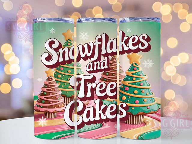 3D Snowflake Christmas Cake Tumbler, Snowflake Holiday Wrap, Tree Cake Mug Design, Sublimation Wrap, Festive Drinkware, Sweet Winter Gift, Sparkly Christmas Cup Sublimation SvggirlplusArt 