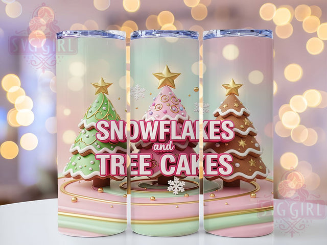 3D Snowflake Christmas Cake Tumbler, Snowflake Holiday Wrap, Tree Cake Mug Design, Sublimation Wrap, Festive Drinkware, Sweet Winter Gift, Sparkly Christmas Cup Sublimation SvggirlplusArt 