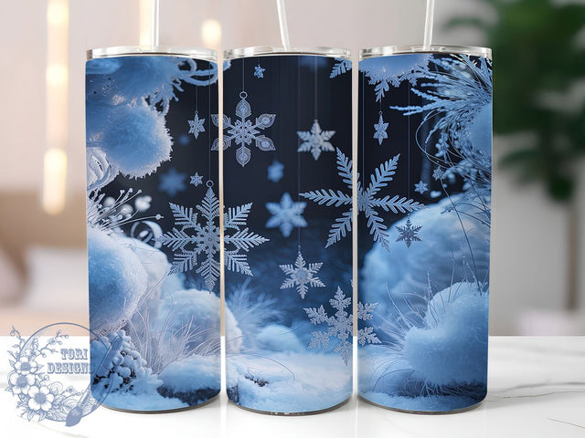 3D Snowflake Christmas Winter Tumbler, Christmas Winter Wrap, 20oz Tumbler Sublimation, Festive Holiday Snowflake Design, Dimensional Snowflake Sublimation, Sparkling Winter Tumbler, Cozy Christmas Wrap Sublimation ToriDesigns 