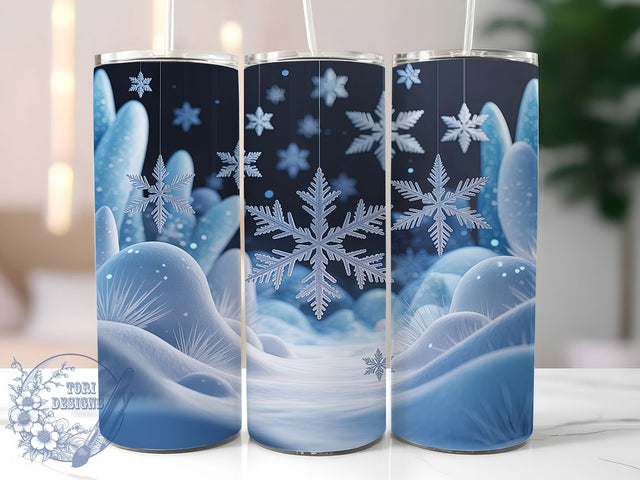 3D Snowflake Christmas Winter Tumbler, Christmas Winter Wrap, 20oz Tumbler Sublimation, Festive Holiday Snowflake Design, Dimensional Snowflake Sublimation, Sparkling Winter Tumbler, Cozy Christmas Wrap Sublimation ToriDesigns 