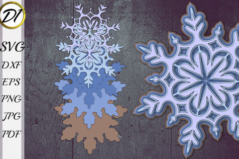 3d Snowflake Paper Cut Bundle. Layered Christmas SVG 3D Paper Evgenyia Guschina 