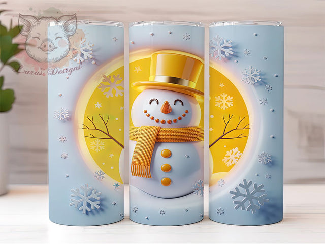 3D Snowflake Wall Snowman Tumbler, Snowflake Wall, Winter Breakthrough, Christmas Wrap, Festive Tumbler, 20oz Tumbler, Sublimation Print Sublimation Lara' s Designs 