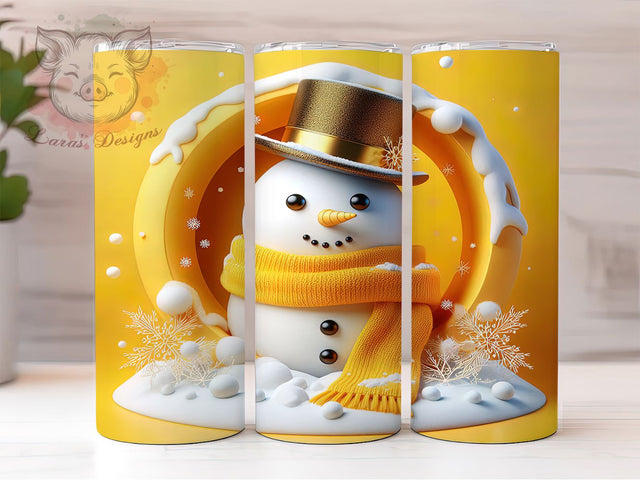 3D Snowflake Wall Snowman Tumbler, Snowflake Wall, Winter Breakthrough, Christmas Wrap, Festive Tumbler, 20oz Tumbler, Sublimation Print Sublimation Lara' s Designs 