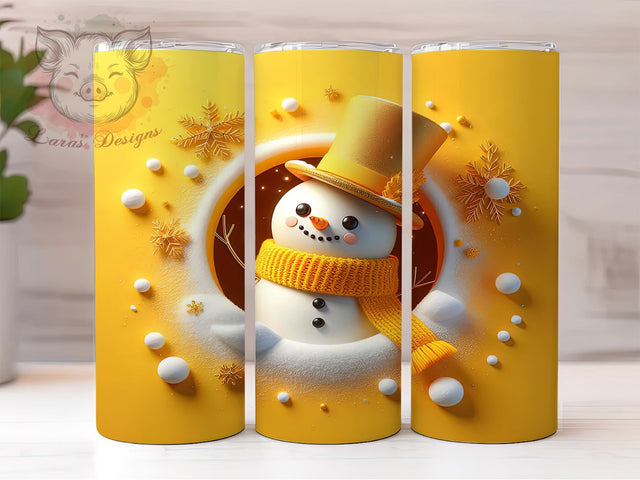 3D Snowflake Wall Snowman Tumbler, Snowflake Wall, Winter Breakthrough, Christmas Wrap, Festive Tumbler, 20oz Tumbler, Sublimation Print Sublimation Lara' s Designs 