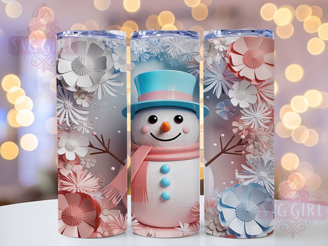 3D Snowman Christmas Tumbler, Christmas Snowman Sublimation Design, Festive Holiday Cup Art, 20oz Xmas Tumbler, Whimsical Snowman Mug, Stylish Christmas Cup, Cozy Holiday Wrap Sublimation SvggirlplusArt 
