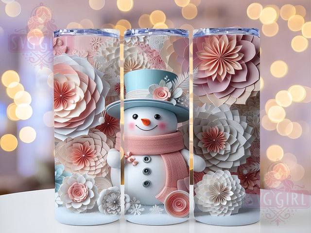 3D Snowman Christmas Tumbler, Christmas Snowman Sublimation Design, Festive Holiday Cup Art, 20oz Xmas Tumbler, Whimsical Snowman Mug, Stylish Christmas Cup, Cozy Holiday Wrap Sublimation SvggirlplusArt 