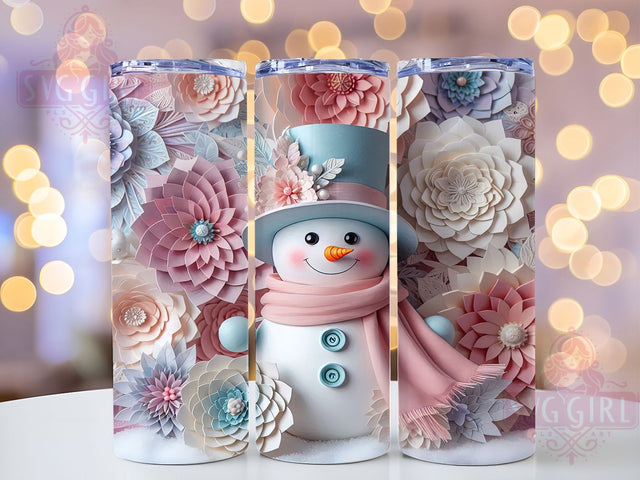 3D Snowman Christmas Tumbler, Christmas Snowman Sublimation Design, Festive Holiday Cup Art, 20oz Xmas Tumbler, Whimsical Snowman Mug, Stylish Christmas Cup, Cozy Holiday Wrap Sublimation SvggirlplusArt 