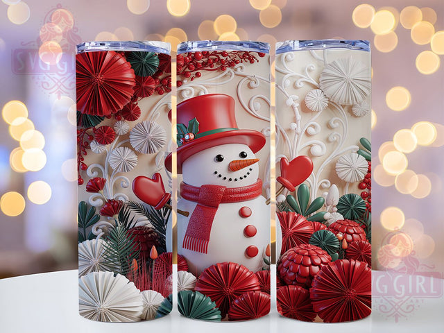 3D Snowman Christmas Tumbler, Christmas Snowman Wrap, Holiday Snowman Sublimation, 20oz Snowman Tumbler, Festive Snowman Art, Cute Christmas Mug, Winter Wonderland Cup Sublimation SvggirlplusArt 