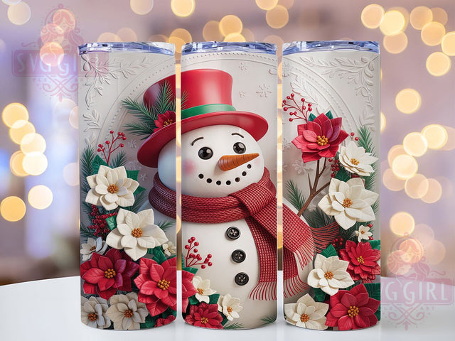 3D Snowman Christmas Tumbler, Christmas Snowman Wrap, Holiday Snowman Sublimation, 20oz Snowman Tumbler, Festive Snowman Art, Cute Christmas Mug, Winter Wonderland Cup Sublimation SvggirlplusArt 