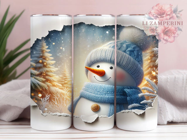 3D Snowman Christmas Tumbler, Snowman Breakthrough, Hole In Wall Effect, Winter Snowman, Christmas Design, 20oz Tumbler, Sublimation Design Sublimation Li Zamperini 