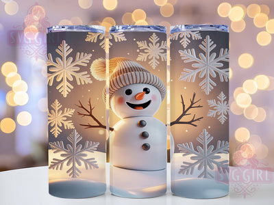 3D Snowman Christmas Tumbler, Winter Wrap, Hole In Wall, Christmas Tumbler, Festive Pattern, 20oz Tumbler, Sublimation Print Sublimation SvggirlplusArt 
