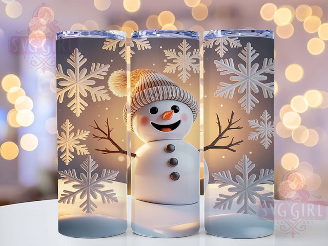 3D Snowman Christmas Tumbler, Winter Wrap, Hole In Wall, Christmas Tumbler, Festive Pattern, 20oz Tumbler, Sublimation Print Sublimation SvggirlplusArt 