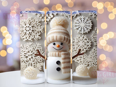 3D Snowman Christmas Tumbler, Winter Wrap, Hole In Wall, Christmas Tumbler, Festive Pattern, 20oz Tumbler, Sublimation Print Sublimation SvggirlplusArt 