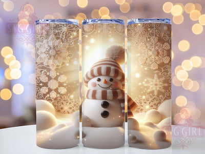 3D Snowman Christmas Tumbler, Winter Wrap, Hole In Wall, Christmas Tumbler, Festive Pattern, 20oz Tumbler, Sublimation Print Sublimation SvggirlplusArt 