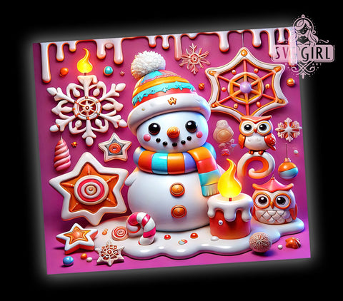 3D Snowman Christmas Winter Holiday Tumbler Wrap, Christmas Snowman Drinkware, 20oz Tumbler Wrap, Sublimation Mug, Holiday Gift, Winter Decor, Cute Snowman Mug Sublimation SvggirlplusArt 