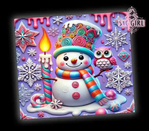 3D Snowman Christmas Winter Holiday Tumbler Wrap, Christmas Snowman Drinkware, 20oz Tumbler Wrap, Sublimation Mug, Holiday Gift, Winter Decor, Cute Snowman Mug Sublimation SvggirlplusArt 
