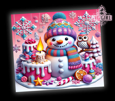 3D Snowman Christmas Winter Holiday Tumbler Wrap, Christmas Snowman Drinkware, 20oz Tumbler Wrap, Sublimation Mug, Holiday Gift, Winter Decor, Cute Snowman Mug Sublimation SvggirlplusArt 