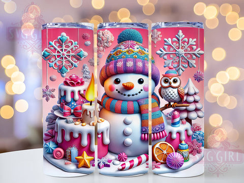 3D Snowman Christmas Winter Holiday Tumbler Wrap, Christmas Snowman Drinkware, 20oz Tumbler Wrap, Sublimation Mug, Holiday Gift, Winter Decor, Cute Snowman Mug Sublimation SvggirlplusArt 