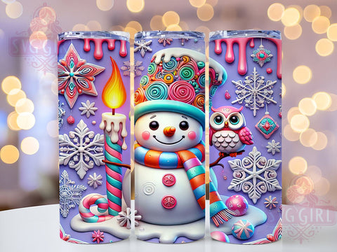 3D Snowman Christmas Winter Holiday Tumbler Wrap, Christmas Snowman Drinkware, 20oz Tumbler Wrap, Sublimation Mug, Holiday Gift, Winter Decor, Cute Snowman Mug Sublimation SvggirlplusArt 