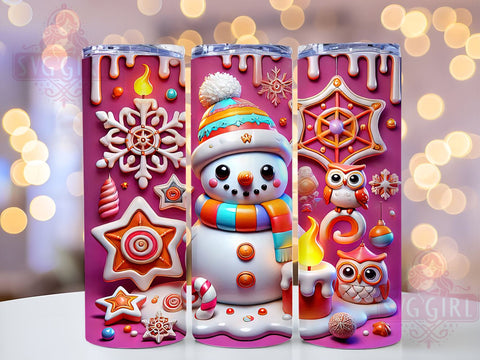 3D Snowman Christmas Winter Holiday Tumbler Wrap, Christmas Snowman Drinkware, 20oz Tumbler Wrap, Sublimation Mug, Holiday Gift, Winter Decor, Cute Snowman Mug Sublimation SvggirlplusArt 