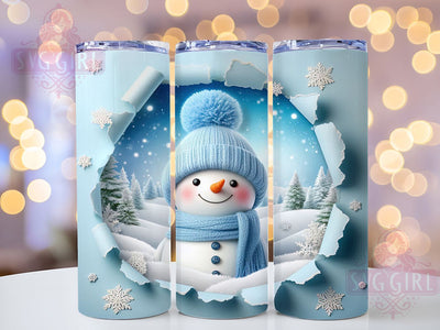 3D Snowman Hole in Wall Tumbler, Hole In A Wall Wrap, Christmas Snowman Sublimation, 20oz Snowman Tumbler, Festive Wall Art, Cute Holiday Mug, Winter Wonderland Cup Sublimation SvggirlplusArt 