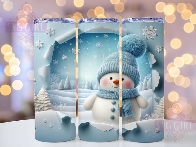 3D Snowman Hole in Wall Tumbler, Hole In A Wall Wrap, Christmas Snowman Sublimation, 20oz Snowman Tumbler, Festive Wall Art, Cute Holiday Mug, Winter Wonderland Cup Sublimation SvggirlplusArt 