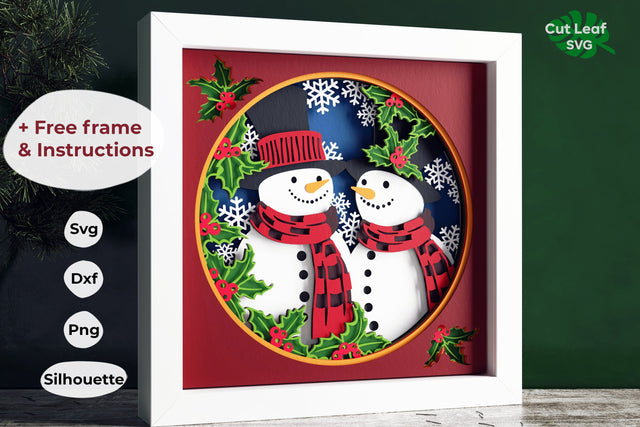 3D Snowman Shadow Box svg - Christmas svg, Shadow box svg Christmas, Snowman svg, Cricut projects, Cardstock svg, Layered svg 3D Paper CutLeafSvg 