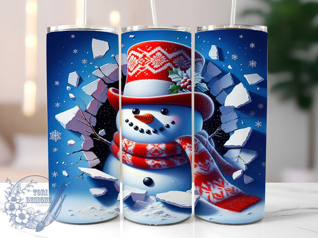 3D Snowman Tumbler, Christmas Wrap, 20oz Sublimation, Digital Download, Holiday Decor, Winter Drinkware, Festive Design Sublimation ToriDesigns 
