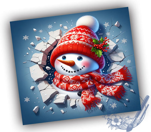 3D Snowman Tumbler, Christmas Wrap, 20oz Sublimation, Digital Download, Holiday Decor, Winter Drinkware, Festive Design Sublimation ToriDesigns 