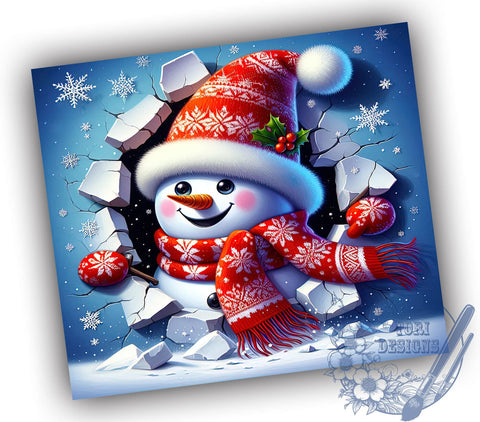 3D Snowman Tumbler, Christmas Wrap, 20oz Sublimation, Digital Download, Holiday Decor, Winter Drinkware, Festive Design Sublimation ToriDesigns 