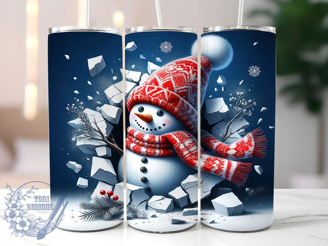 3D Snowman Tumbler, Christmas Wrap, 20oz Sublimation, Digital Download, Holiday Decor, Winter Drinkware, Festive Design Sublimation ToriDesigns 