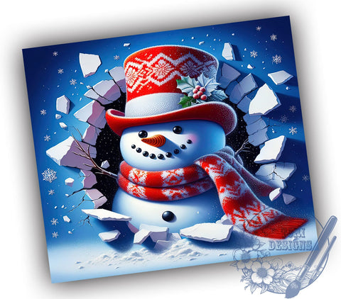 3D Snowman Tumbler, Christmas Wrap, 20oz Sublimation, Digital Download, Holiday Decor, Winter Drinkware, Festive Design Sublimation ToriDesigns 